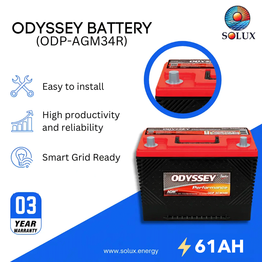 This is an image of Odyssey 12V AGM 100Ah Battery ODP-AGM34R